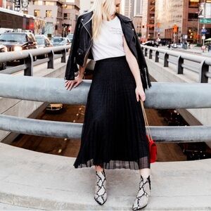 Vintage Patra Black A-Line Chiffon Midi Skirt Size 10